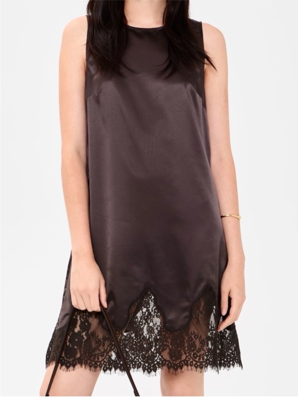 NWT few moda yasmin mini dress size medium M chocolate brown lace kourt